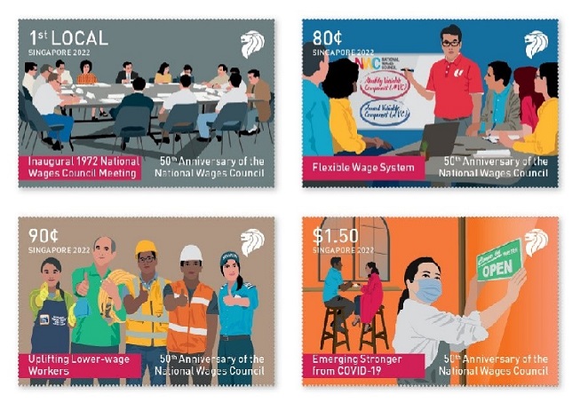 SingPost issues stamps commemorating 50 years  since formation of National Wages Council