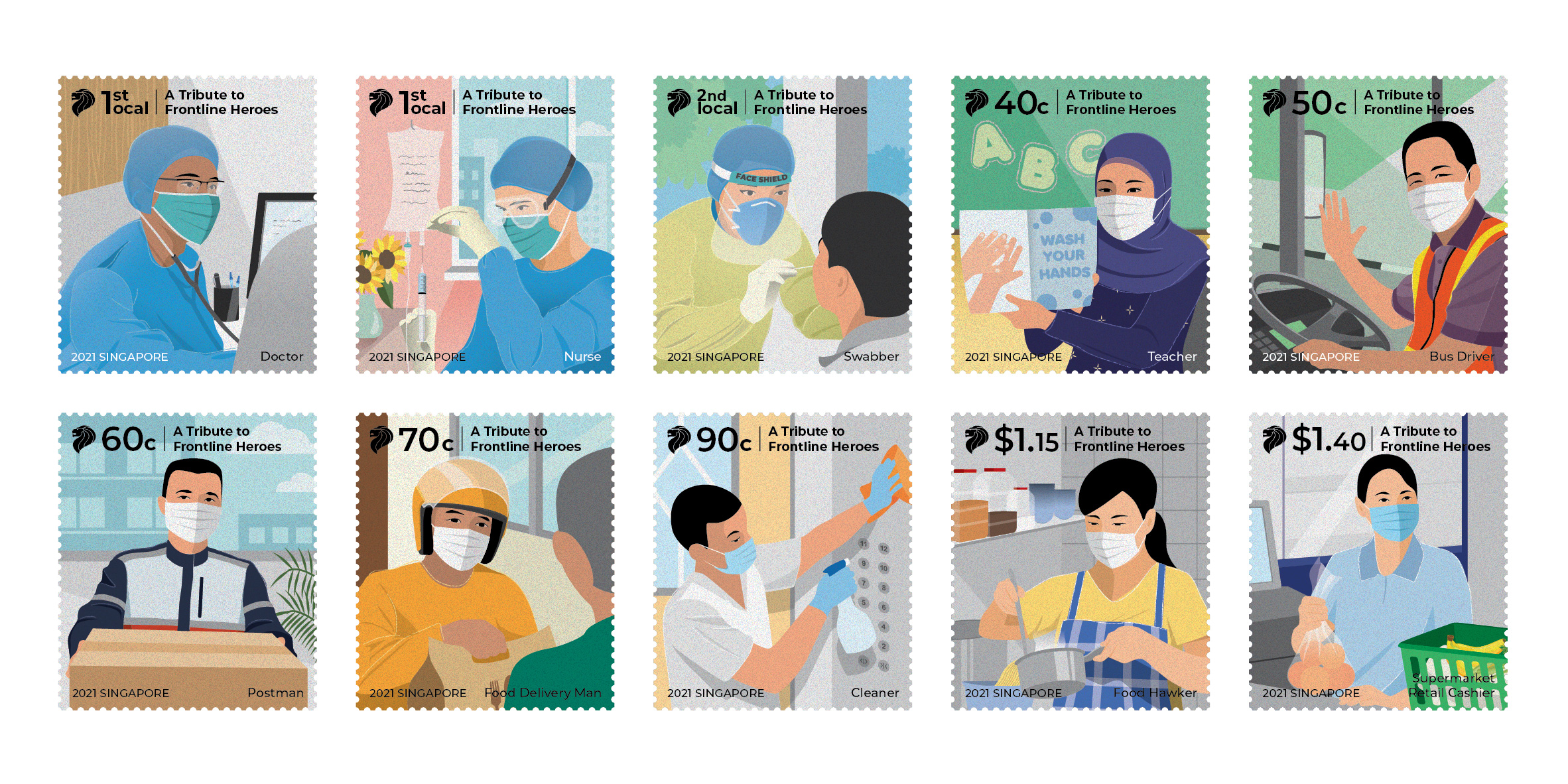 Singpost Issues Stamps In Tribute To Singapore S Frontline Heroes This National Day Singapore Post